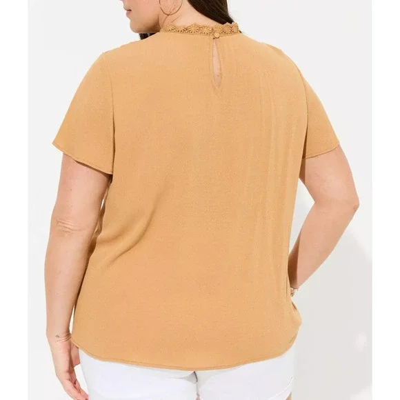 Torrid Washable Crinkle Gauze Yoke Flutter SS Top Plus Size 2 2X Boho Festival - Picture 8 of 14